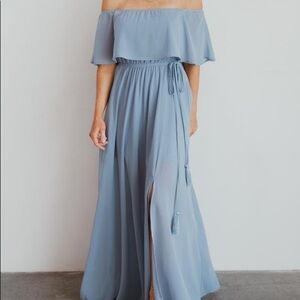 Off Shoulder Maxi Dress | Light Blue - S